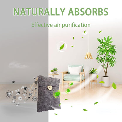 Charcoal Bags Odor Absorber (3x200g) Activated Bamboo Charcoal Air Purifying Bags Charcoal Odor Eliminating Bags for Home & Car Shoes, Closet, Pet -3 PACK