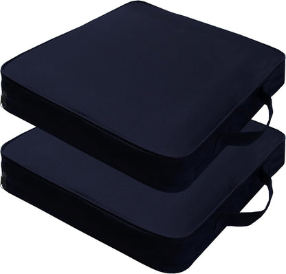 2 Pack Heated Black Stadium Seat Cushions for Bleachers, Extra Thick 2.4" Waterproof 600D Oxford Cushion with Handle & Zipper, Portable Indoor Outdoor for Sports Events, Office Chairs, Beaches