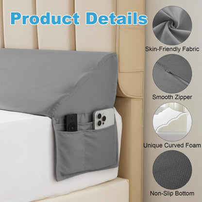 MEGCXIT King Bed Wedge Pillow for Headboard, 76"×10"×6", White | Bed Gap Filler, Triangle Pillow Wedge for Headboard Gap, Bolster Pillows for Beds, Anti-Slip Mattress Wedge Gap Filler
