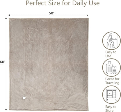 Tefici Heated Blanket Throw,Ultra Soft 2-Layer Flannel Electric Blanket