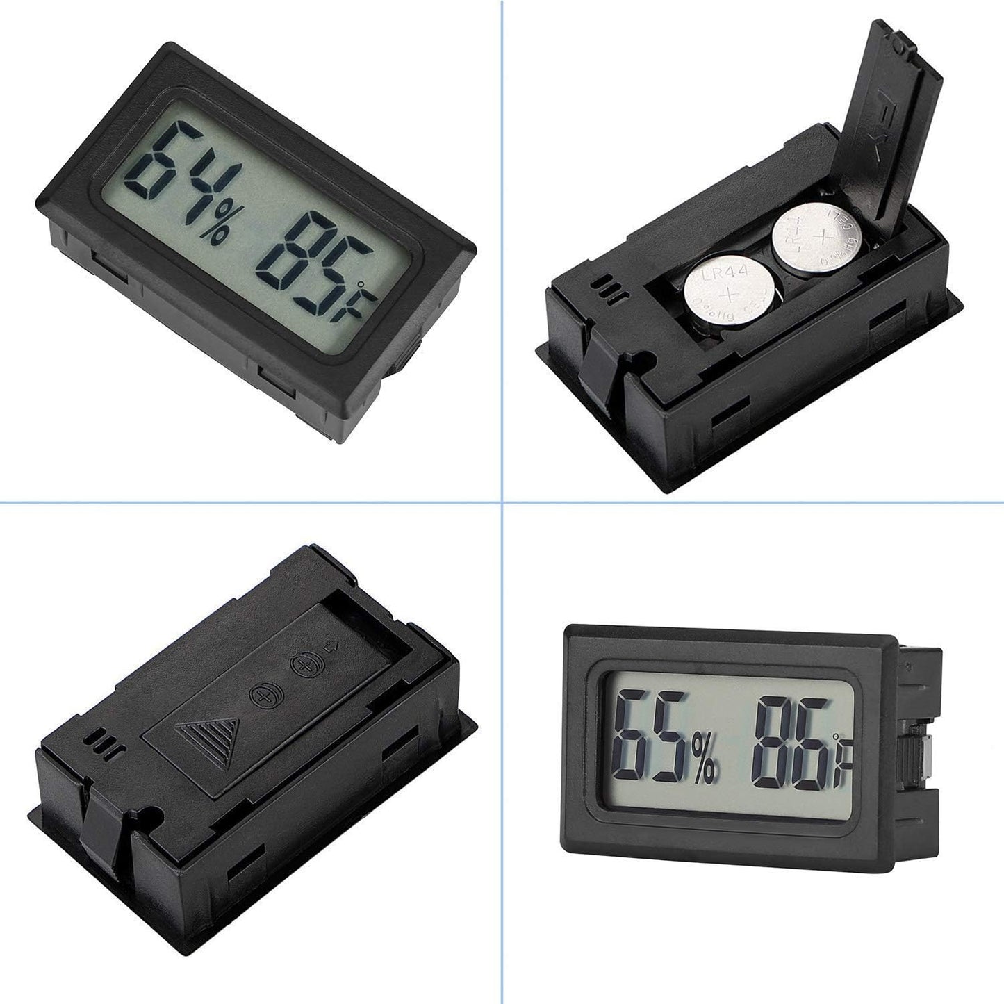 4-Pack Mini Indoor Temperature Humidity Meters Digital Gauge | Thermometer Hygrometer Fahrenheit (℉) Display for Reptile Tank,Jars,Guitar Case,Greenhouse, Garden, Cellar, Fridge, Closet