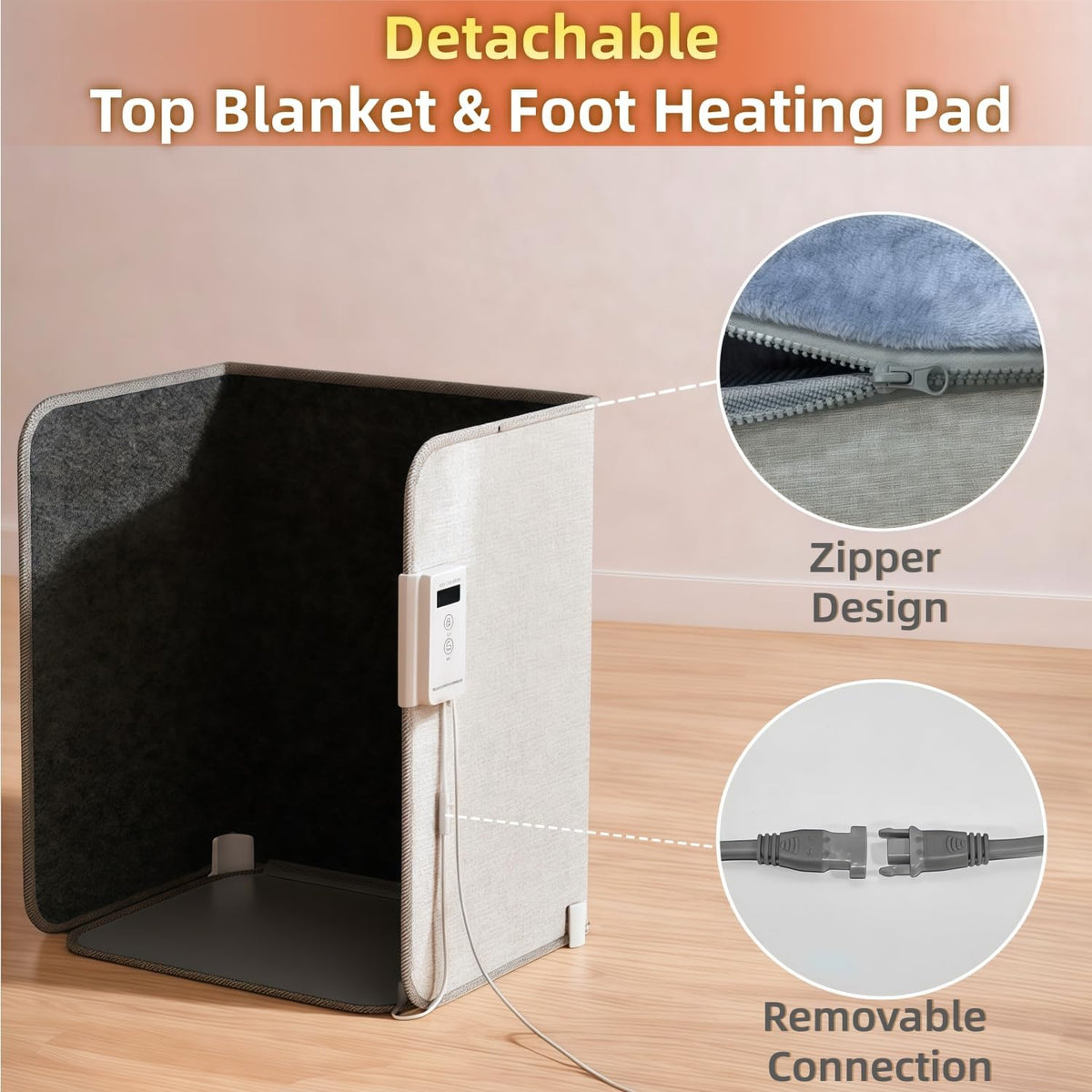 Under Desk Heater, Electric Foot Warmer for Office & Home, Quiet Portable Feet Warmer with Heated Floor Mat, Foot heater with Thermostat and Timer Indoor Use for Foot Leg Grey Cylindrical UEMUSI