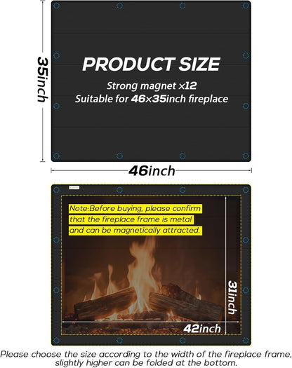 PAWBOSE Magnetic Fireplace Cover - Stop Heat Loss & Keep Drafts Out with Built-in 12 Strong Magnets for Iron Fireplace Frame, 39x32 Inch