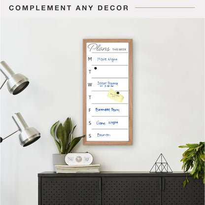 MCS Dry Erase Weekly Meal Planner Black Framed Calander Whiteboard, 11x24 | Dry Erase Weekly Meal Planner Black Framed Calander Whiteboard Frame, 11x24 Inch
