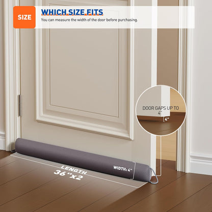 MAGZO Door Draft Stopper 36 Inches, Energy Saving, Gray | Weighted Sound Proofing for Door Draft Blocker, Under Door Gap Filler with Machine Washable Fabric