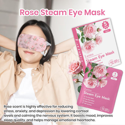 LANNA Heated Steam Eye Mask, Disposable 120 Minutes, Lavender Scent, 5 Pcs | Great for Sleep & Spa Relaxation, Self Heating Warm Compress for Dry & Puffy Eyes Long Lasting Heated Eye Mask for Stye Eyes