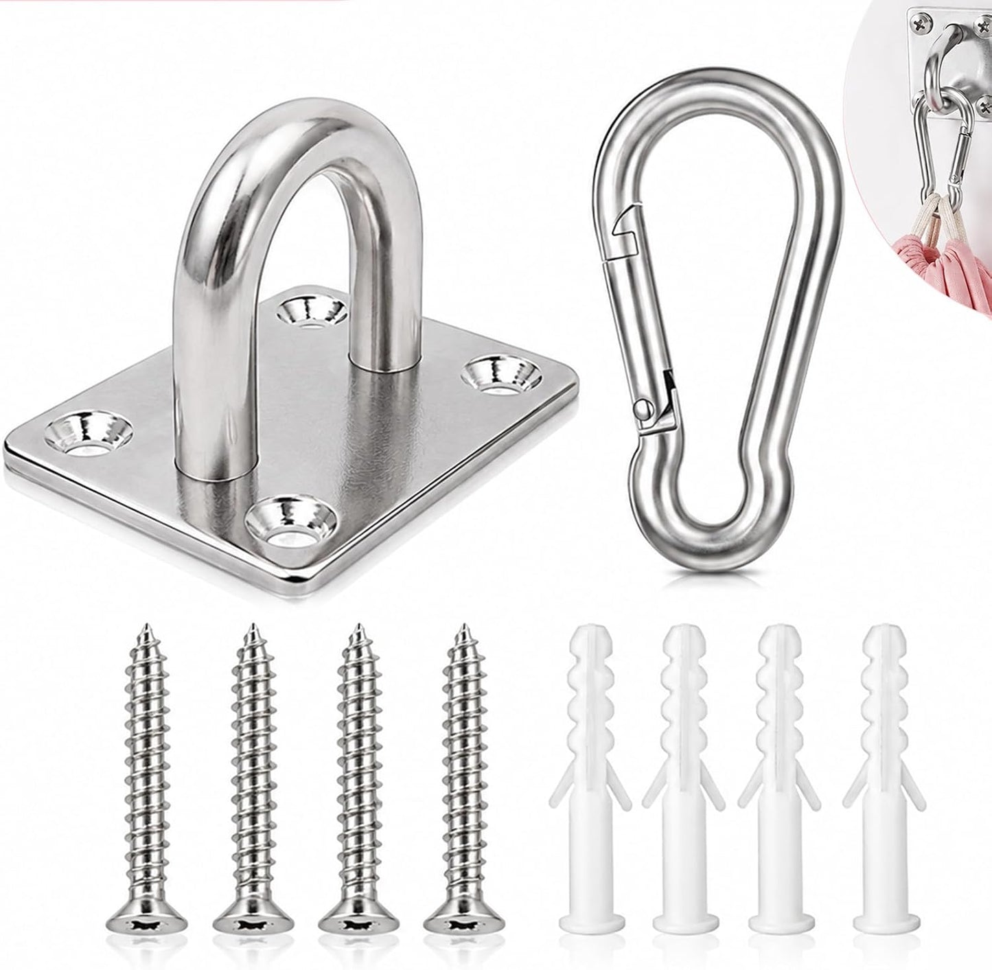 Stainless Steel Dog Leash Holder for Wall with Clip, Screw Heavy Duty | Practical Lead Management Tie Out Mounted Wall for Small Medium Large Dogs Indoor & Outdoor