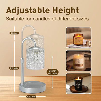 Briever Dimmable Candle Warmer Lamp with Timer, Height Adjustable Electric Candle Wax Warmer, Christmas Birthday Gifts for Women Mom, House Warming Gifts New Home Room Decor, Black Solid Wood Base