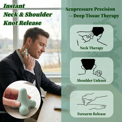 Trigger Point Massage Tool, 2 Piece Muscle Knot Relief Set | Relieve Muscle Knots & Deep Tissue Tension. Designed for Tech Neck, Shoulder & Forearm Tightness with Firm Silicone Tools