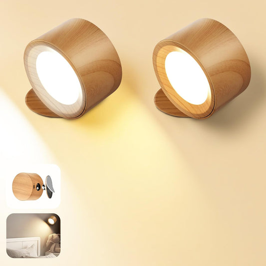 Wall Mounted Lamp, Battery Operated Wall Lights, Wood