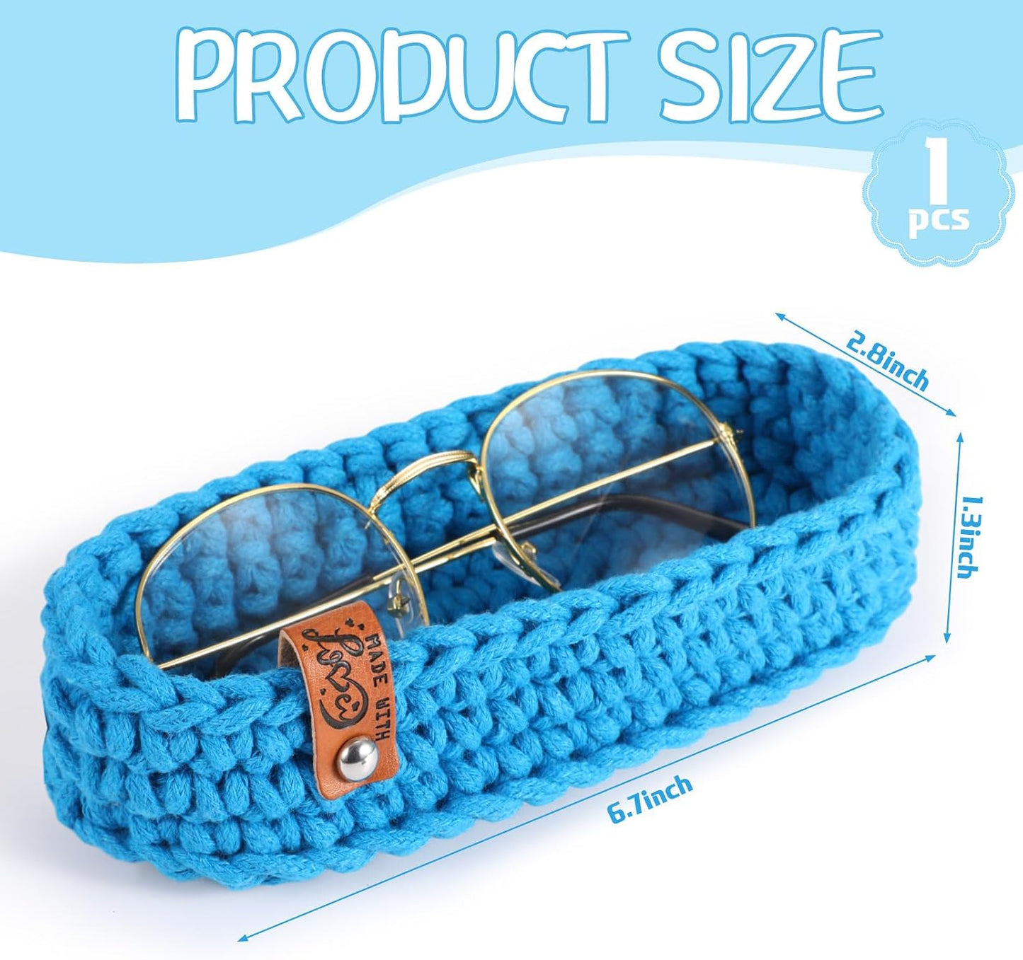 Tioncy Eyeglasses Holder for Nightstand Wool Anti Scratch Desk Bedside Knit Eyeglass Storage for Fathers Day Graduation Gifts