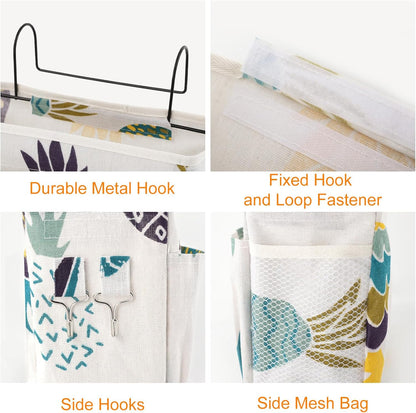 Surblue Bedside Caddy Bedside Storage Bag Hanging Organizer for Bunk, Hospital Beds, Dorm Rooms Bed Rails Camp 4 Pockets and 2 Hooks (Skyblue)