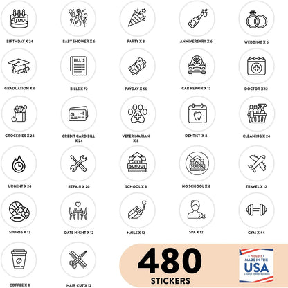 Andaz Press Colorful 7 Days of Week Stickers, Day Week Calendar Stickers for Adults Planner Day Dots Food Labels for Food Containers Date Calendar Planner Stickers Week Day Sticker Labels, 480-Pack