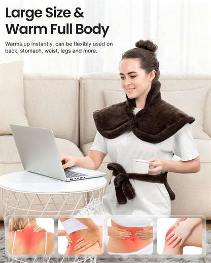 RENPHO Electric Heating Pad - 6 Heat Levels for Neck Shoulder and Back, Birthday Gifts for Women Men Mom Dad, Weighted Pad for Snug Fit, ETL Safety Certified, FSA Eligible, 24"x33" Gray
