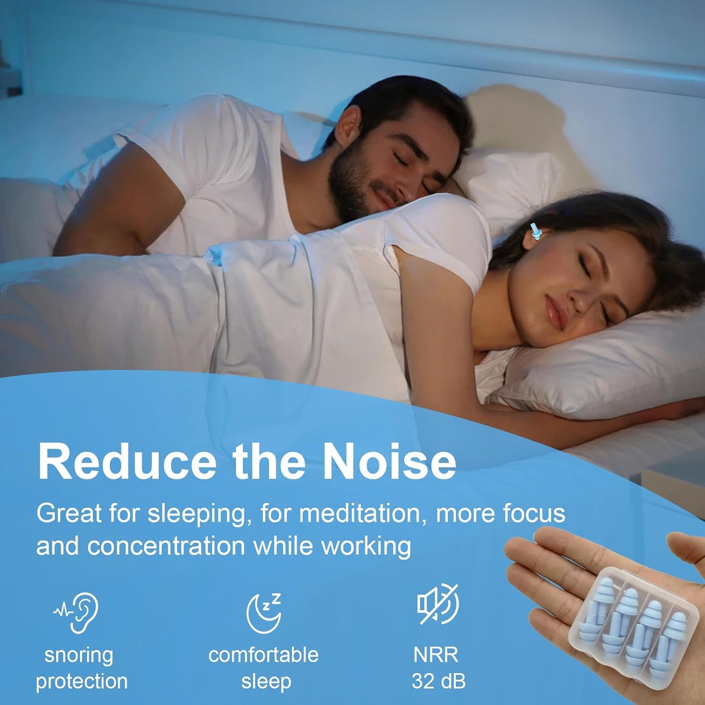 Ear Plugs for Sleeping,12 Pair Earplugs Noise Canceling Soft Silicone Ear Plug Reusable Earplugs for Sleep,Concert,Swimming,Study,Loud Noise,Snoring(Black Blue Purple)