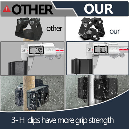 3-H Broom Holder Wall Mount 12 Pack, Heavy Duty Stainless Steel Mop and Broom Organizer Clips, Strong Grip Wall Mount Holders for Garage, Garden, Laundry Room & Utility Closet, Black