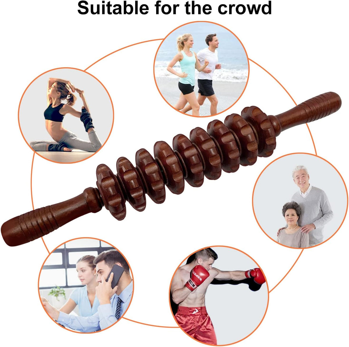 Wooden Massager Handheld Roller Trigger Point Massager Stick for Fascia, Cellulite, Muscle & Abdomen , Body Therapy Massager, Muscle Belly Relief Tool…