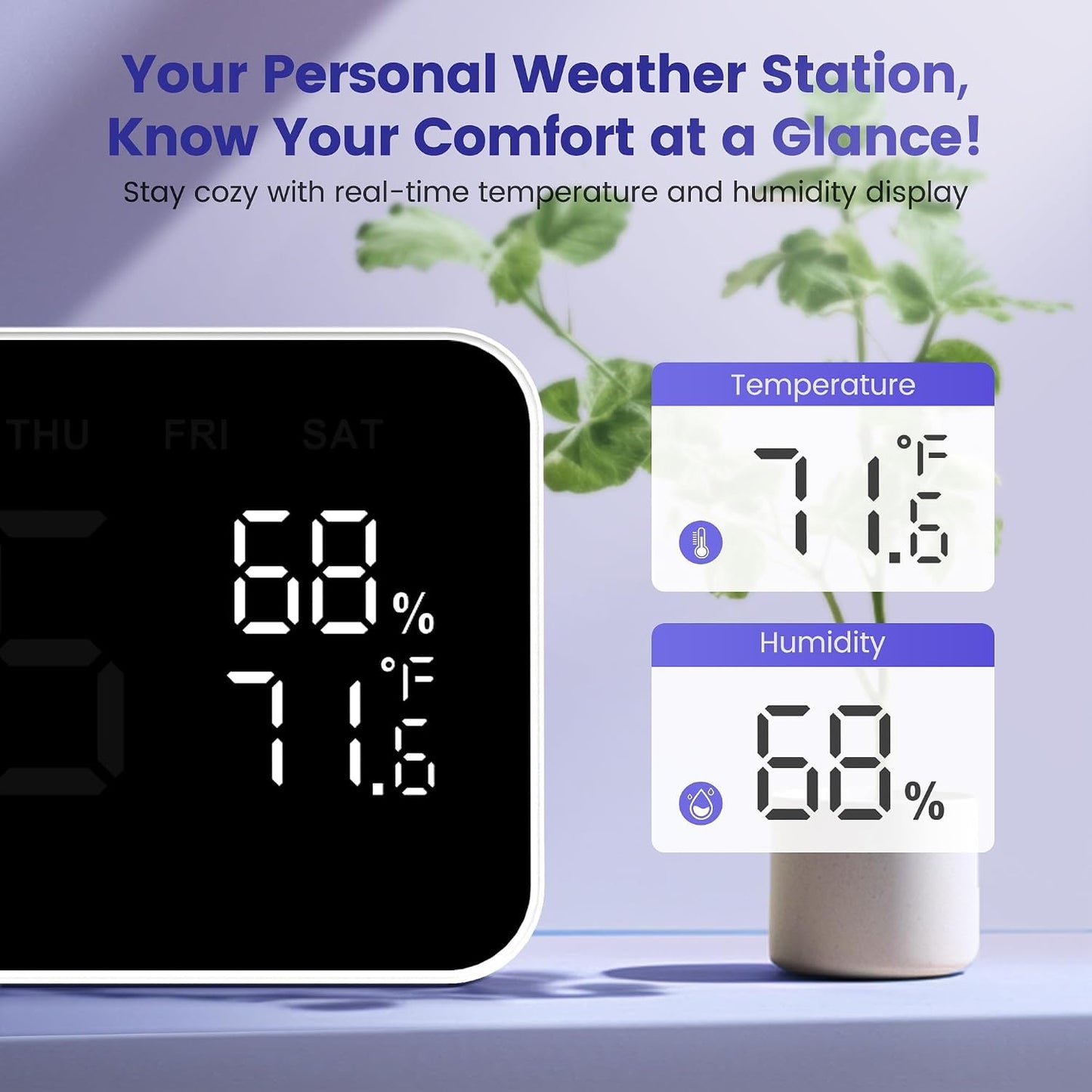 Dekala Bed Shaker Loud Alarm Clock for Heavy Sleepers Adults, Vibrating Dual Alarm Clocks for Bedrooms, Large Display Auto Dimmer,Temperature & Humidity Detect, 7-Day Programmable, Ideal Gift