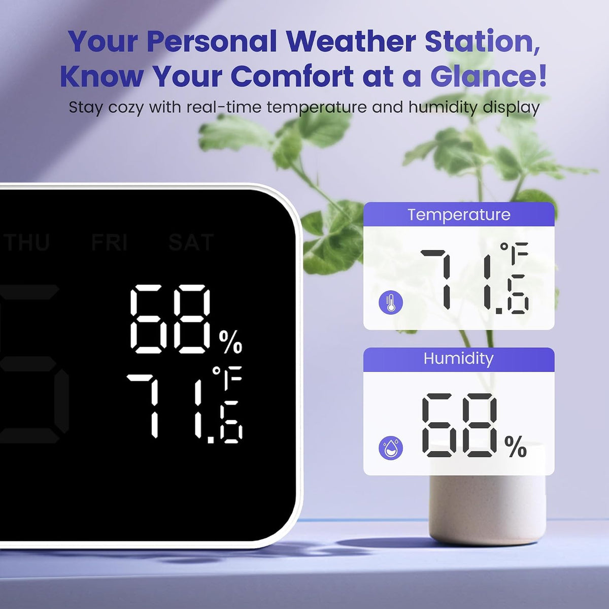 Dekala Digital Alarm Clocks for Bedrooms, Loud Alarm Clock for Heavy Sleepers, Temperature & Humidity Detect, Dual Alarms Weekday/Weekend Mode, Large Display Auto Dimmer, Sleep Sound，9 Ringtone