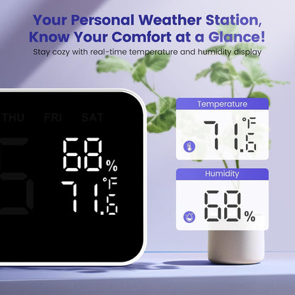 Dekala Digital Alarm Clocks for Bedrooms, Loud Alarm Clock for Heavy Sleepers, Temperature & Humidity Detect, Dual Alarms Weekday/Weekend Mode, Large Display Auto Dimmer, Sleep Sound，9 Ringtone