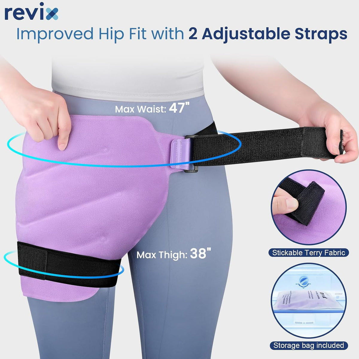 REVIX Extra Large Hip Ice Pack Wrap After Surgery, Cold Packs for Hip