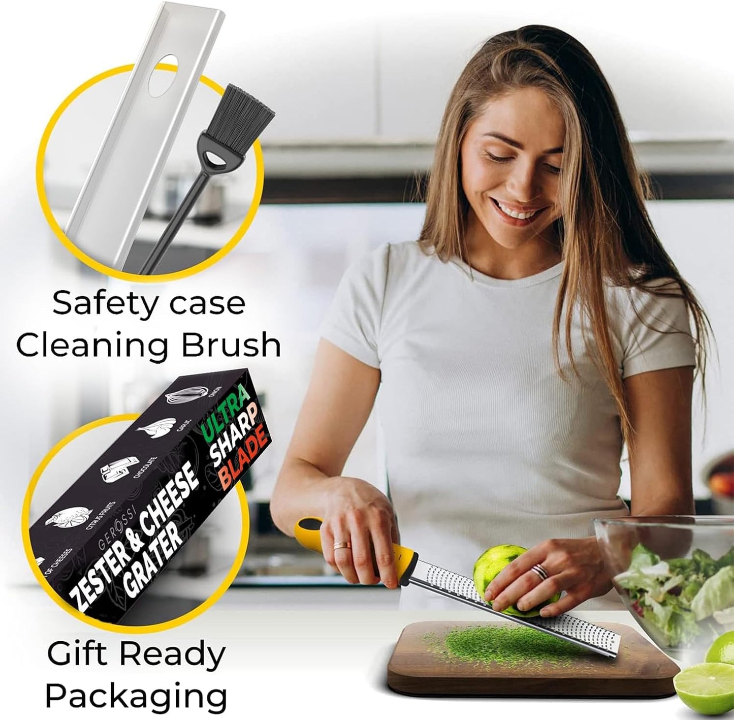 Stainless Steel Cheese Grater & Lemon Zester w/Extra Sharp Blade - Perfect for Lemon, Parmesan, Garlic, Chocolate - Spice Up any Dish in Seconds w/Your Premium Citrus Hand Grater with Handle - Blue