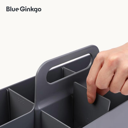 BLUE GINKGO Stackable Organizer Caddy, Rectangle, White, Made in Korea | Portable. Adjustable. Home, Office & School Storage.