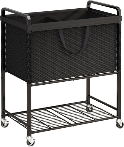 Laundry Hamper Rolling Sorter: 120L Large Basket with Wheels Removable Bag | Solve laundry clutter – rolling sorter with washable bag – Ideal for home, dorm & bedroom organization