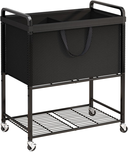 Laundry Hamper Rolling Sorter: 120L Large Basket with Wheels Removable Bag | Solve laundry clutter – rolling sorter with washable bag – Ideal for home, dorm & bedroom organization