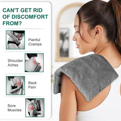 Microwavable Heating Pads 15 * 9", Weighted Moist Microwave Heat Pad for Cramps Neck Shoulder, Back Pain Relief, Warm Compress Rice Bean Bag Hot Pack for Muscles Ache, Joints, Unscented