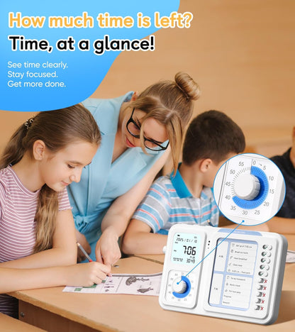 3-in-1 Visual Timer & ADHD Tool for Kids|Adults | Task Timer with Chore Chart Board, Visual Schedule for Kids Autism, Daily Checklist for Home, School, Classroom, Desk (White)