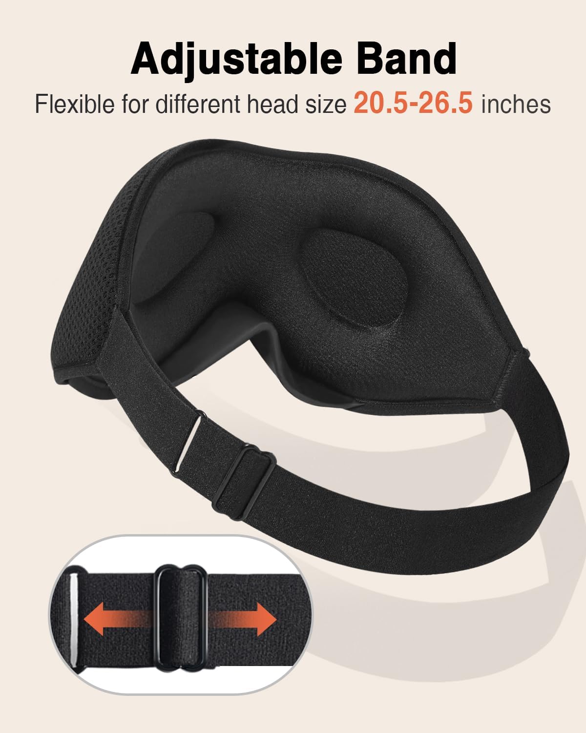 MABAO Sleep Mask for Side Sleeper, Eye Mask for Sleeping Women Men, Black | 3D Contoured Cup No Eye Pressure, 100% Light Blocking Sleeping Mask with Adjustable Strap Night Blindfold Flight, Travel, Nap