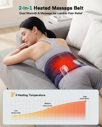 Cordless Heating Pad for Back, 2-in-1 Wired & Wireless Lower Back Massager with Heat, Rechargeable Wearable Heating Pad for Back Pain Relief Sciatica Lumbar Gifts for Father Men Women Mom
