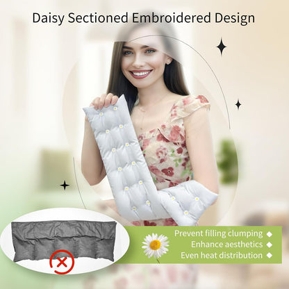 Heating Pad for Neck Shoulders and Back Microwavable Machine Washable 26x4.3 Microwave Rice Bag for Heat Therapy Reusable Hot Pack for Muscle Cramps Moist Warm Bean Bag for Pain Relief Unscented