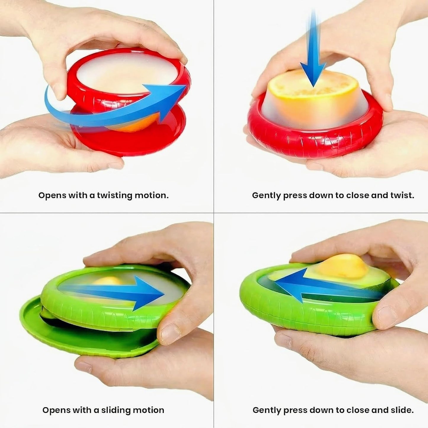 Avocado Saver and Onion Storage - Set of 4 Reusable Storage Containers for Fridge - Ideal for Potatoes, Tomato, Grapes, Garlic, Lemons