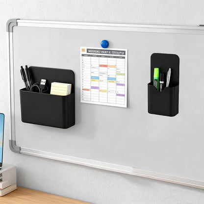 2-piece Black Hangable Dry Erase Pen Holder, Refrigerator, Whiteboard | Waterproof Oxford Cloth and PVC, Clear Window for Easy Identification, Reinforced Eyelets, Great Capacity
