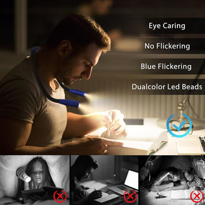 Rechargeable Hands-Free Neck Light with 3 Adjustable Color Modes, Black | Stepless Dimming, Flicker-Free Eye Protection, Flexible & Bendable, Long Battery Runtime, Protable Lightweight