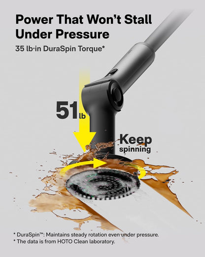 HOTO Flexi™ Cordless Electric Spin Scrubber, for Bathtub, Bathroom, Tile | Adjustable Angle, Extendable Handle, Smart Display, IPX7 Waterproof, Powerful Cleaning Scrubber with 8 Brush Heads