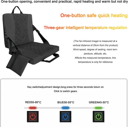 Heated Stadium Seats for Bleachers,Foldable Heated Seat Cushion,Portable Seat Pad,USB Powered Great for Outdoor Sports,Concerts,Camping (No Power Bank) (Grey)