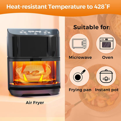 Air Fryer Liners Disposable, 150Pcs Parchment Paper 8" Square for 5-8QT | [Food Grade Material] Unbleached Parchment Paper Non-Stick & Waterproof Oilproof Easy Cleanup for Air Fryer Sheets Papers