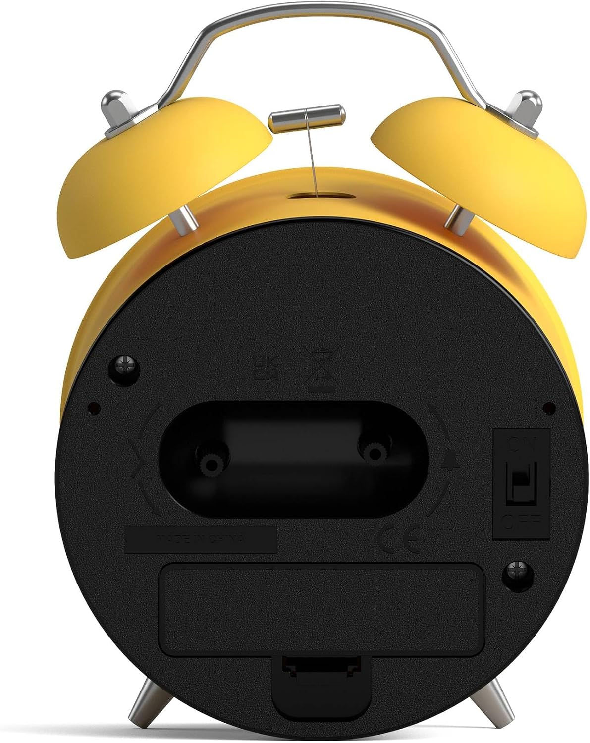 NEWGATE® Charlie Bell Echo Alarm Clock | Modern take on Classic Twin Bell Clock | Yellow | Easy to Read Numbers | Ideal for Bedside, Desk or Shelf | Modern Retro Bedroom & Office Accessory