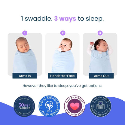 HALO 100% Cotton Sleepsack Swaddle, 3-Way Adjustable Wearable Blanket, TOG 1.5, Birds, Newborn, 0-3 Months - Colors A