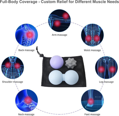 Silicone Lacrosse Balls for Yoga and Myofascial Release - Deep Tissue Massage,Trigger Point Therapy and Foot Plantar Fasciitis,Muscle Knots,Relieving Muscle Pain,Muscle Soreness Balls