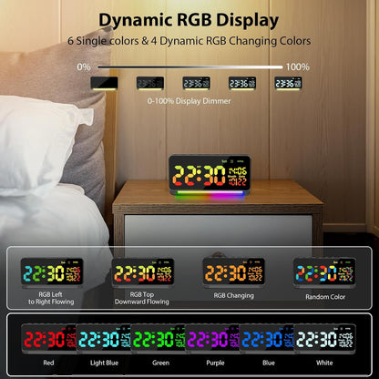 Samshow 120db Super Loud Alarm Clock for Heavy Sleepers Adults | 15 Wake Up Sounds, 7 Color Night Light, Dynamic RGB Color, Adjustable Brightness, Snooze, DST, Large LED Display