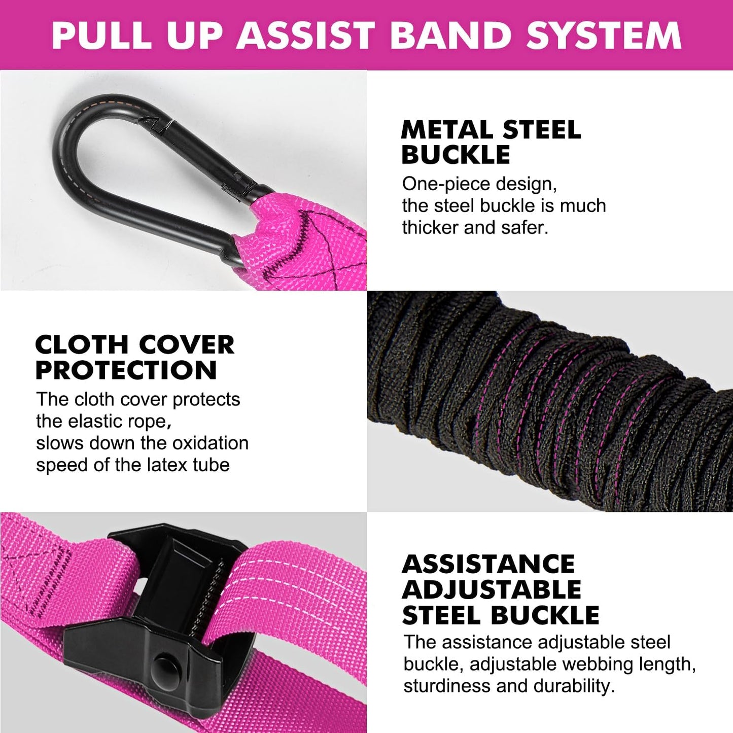 HPYGN Two Foots Pull Up Assistance Bands, Heavy Duty Resistance Band for Pull Up Bar, Adjustable Weight/Size with Fabric Feet/Knee Rest, Bands for Pull Up Assist for Strength Training, Pull Up
