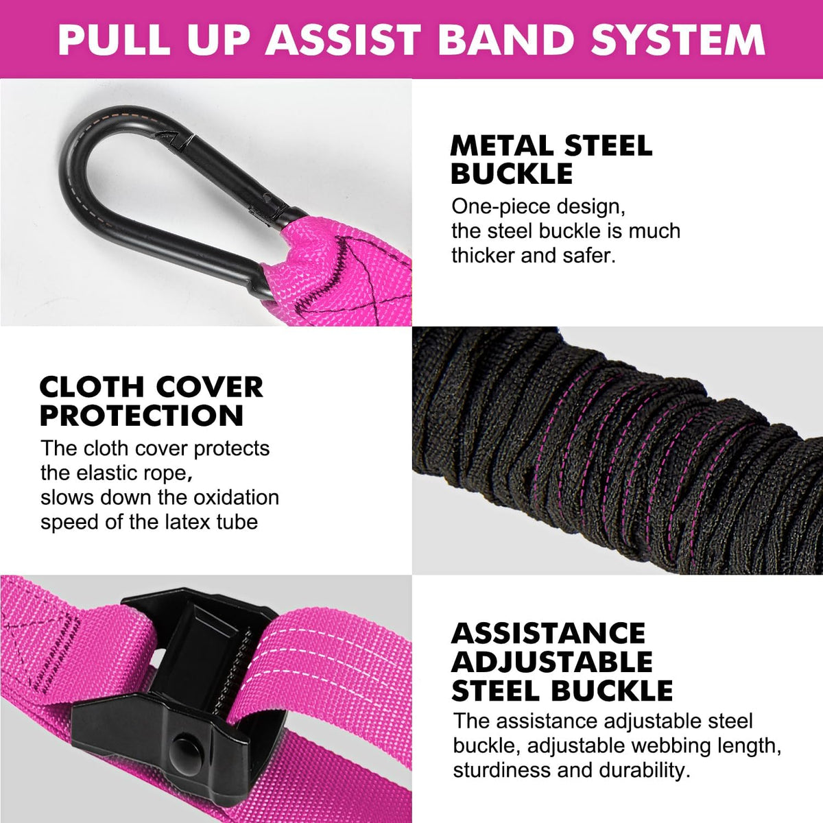 HPYGN Two Foots Pull Up Assistance Bands, Heavy Duty Resistance Band for Pull Up Bar, Adjustable Weight/Size with Fabric Feet/Knee Rest, Bands for Pull Up Assist for Strength Training, Pull Up