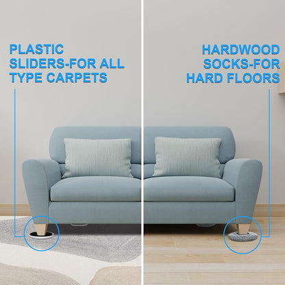New Upgrade Furniture Sliders: Multi-Surface 3-in-1 Furniture Movers Slider | Heavy Moving Pads with 8PCS 4.3" Carpet Sliders + 4PCS Hard Floor Socks + 1 Lifter - Protect Floor and Easily Move Furniture