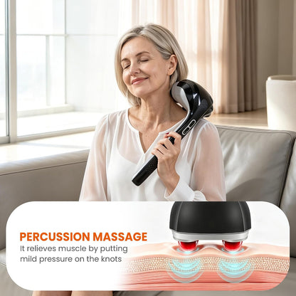 Snailax Cordless Handheld Back Massager with Heat, Percussion, Rechargeable