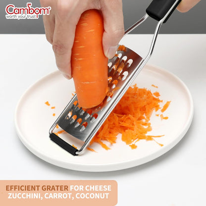 Cambom Lemon Zester Grater Three-piece Suit - Heavy Duty Kitchen Tool for Parmesan Cheese, Ginger, Garlic, Nutmeg, Chocolate, Vegetables，Fruits，Stainless Steel Grater Dishwasher Safe Black | 304 Stainless Steel, Sharp Tool for Parmesan Cheese, Ginger,