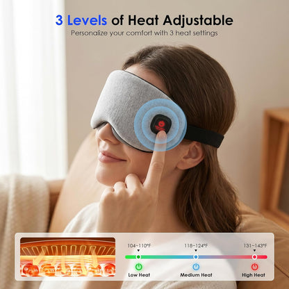 Akakios Heated Eye Mask for Dry Eyes, Cordless Eye Heating Pad with 3 Temperature Modes, Improved Sleep, Eye Warmer Compress for Travel with Replaceable Washable Cover (Gray)